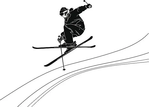 Vector illustration of Freestyle Skier Silhouette