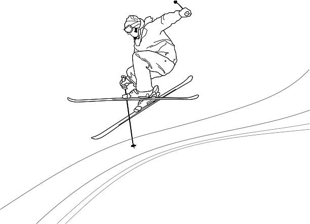 freestyle лыжница указано - skiing ski ski jumping winter sport stock illustrations