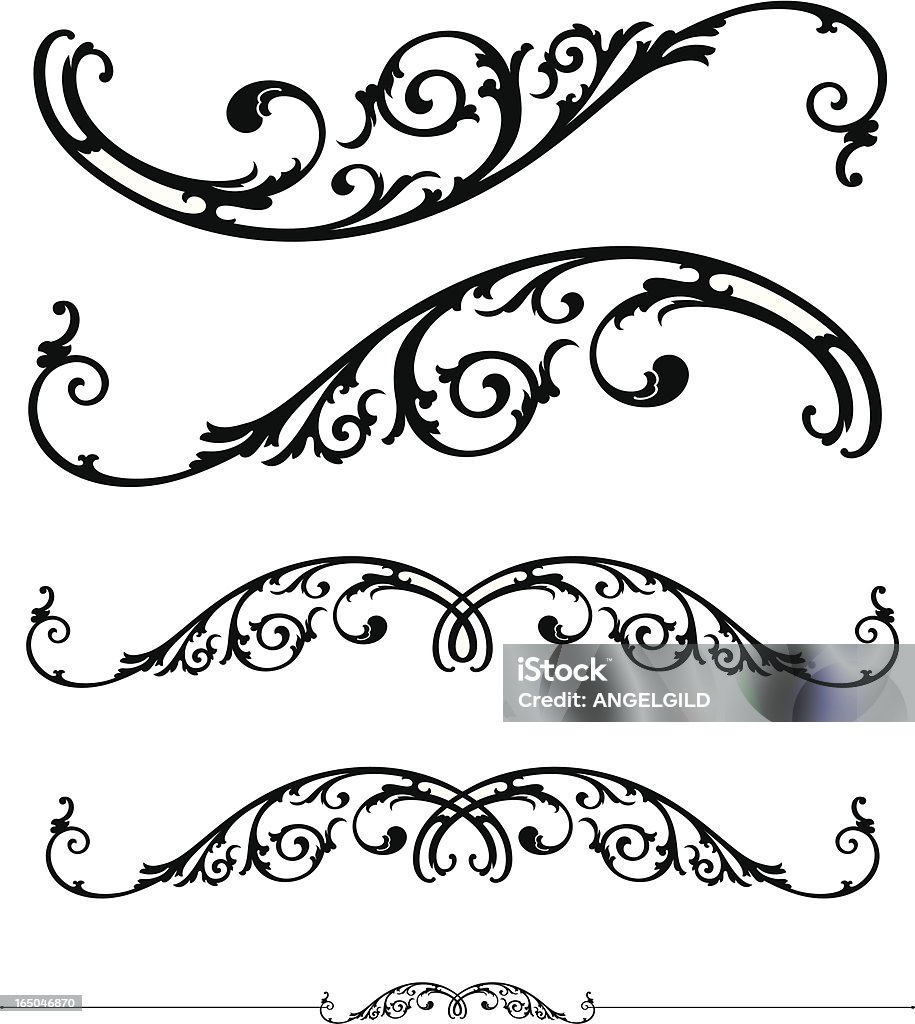 Scroll and ruleline design Set of ornate scrolls and ruledesign Angle stock vector