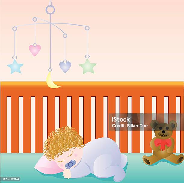 Ilustración de Bebé Dormir y más Vectores Libres de Derechos de Bebé - Bebé, Cuna, Acostado
