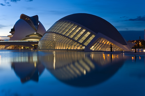 Spain, Valencia - May 10 2008: Hemisfèric - the City of Arts and Sciences building,  a combined science museum, planetarium, oceanographic park and arts centre