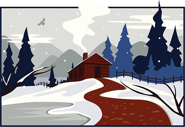 겨울맞이 객실 - cabin log log cabin winter stock illustrations