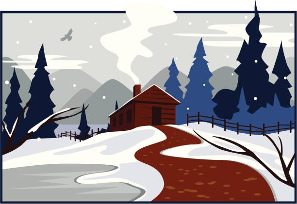 Winter Cabin Zip contains EPS v8 and hi-res jpeg log cabin vector stock illustrations