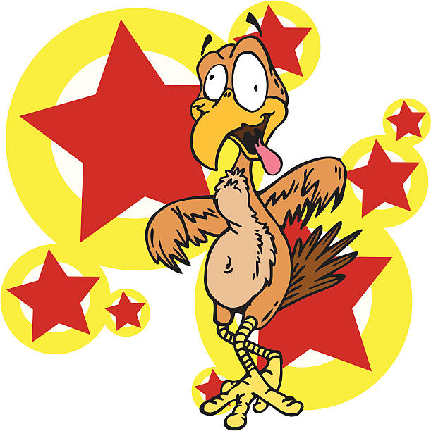 Crazy Chicken! This here's a genuine picture of a crazy ass turkey.  He been on that there farm for too long a time I be thinkin..... crazy chicken stock illustrations