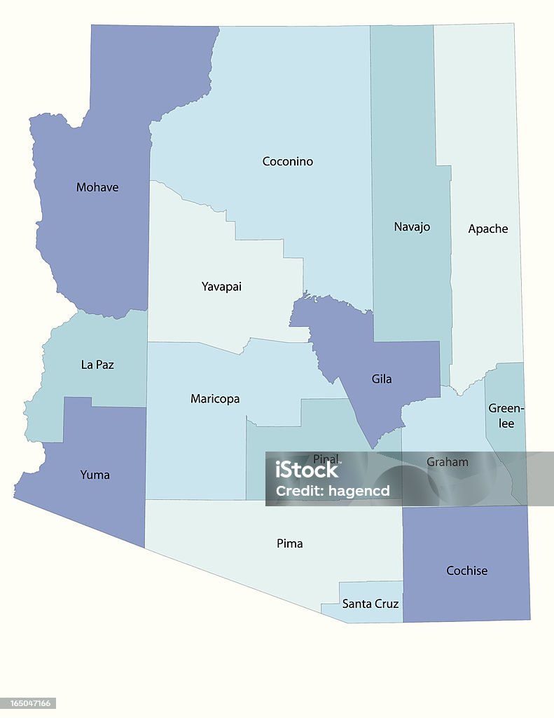 애리조나 주-카운티 맵 - 로열티 프리 애리조나 벡터 아트