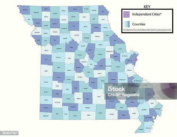 Mappa Dello Stato Del Missouricontea - Immagini vettoriali stock e altre immagini di Missouri - Missouri, Carta geografica, Distretto