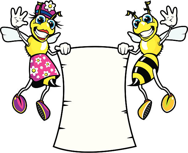 Spelling Bees This is a single layered image but can be disassembled. Both bees can be removed from the banner and the file contains a replacement hand. The image shown below displays what the second hand looks like. The file is provided in Illustrator CS2, version 8 EPS and a 12 x 10 inch high-rez jpeg. spelling bee stock illustrations