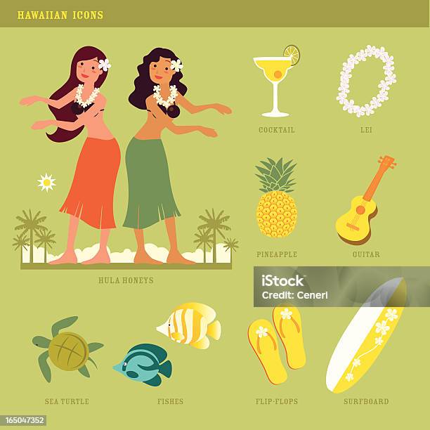 Hawaiian Icons Stock Illustration - Download Image Now - Hawaiian Culture, Hawaiian Ethnicity, Hula Dancer