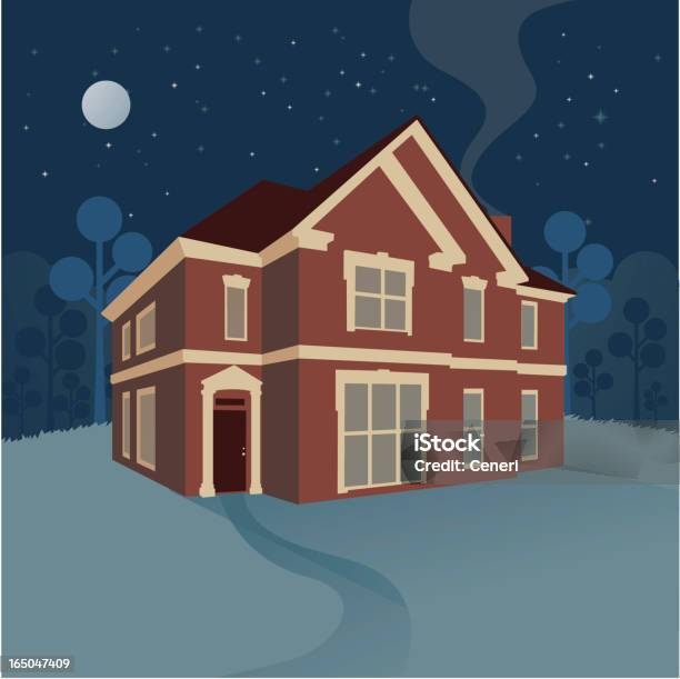 Night House Stock Illustration - Download Image Now - House, Outdoors, Building Exterior