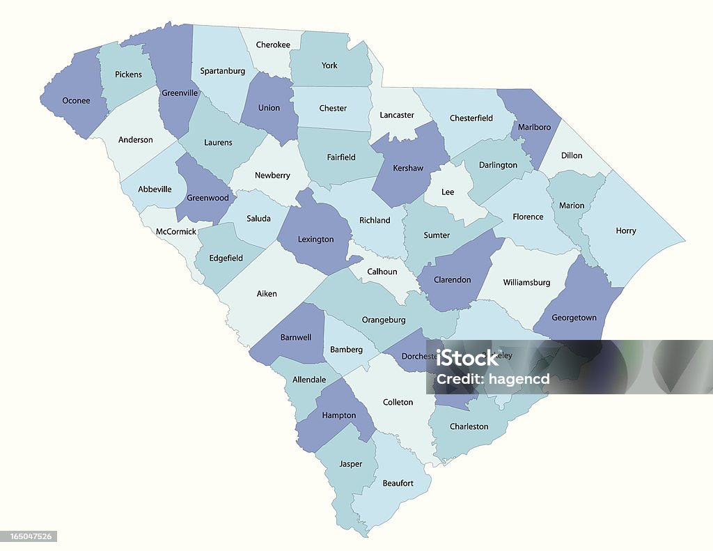 사우스 캐롤라이나 주-카운티 맵 - 로열티 프리 사우스 캐롤라이나 벡터 아트
