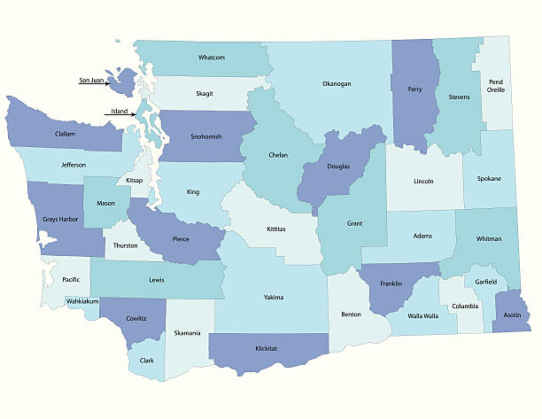 ワシントン州郡マップ - map usa election counties点のイラスト素材／クリップアート素材／マンガ素材／アイコン素材