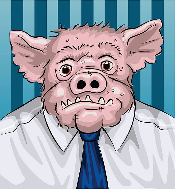 Business Pig vector art illustration