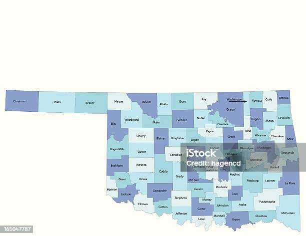 Ilustración de Mapa De Estado De Oklahomacondado y más Vectores Libres de Derechos de Oklahoma - Oklahoma, Mapa, Zona urbana