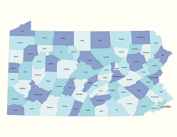 Pennsylvania state - county map Detailed state-county map of Pennsylvania. pennsylvania stock illustrations