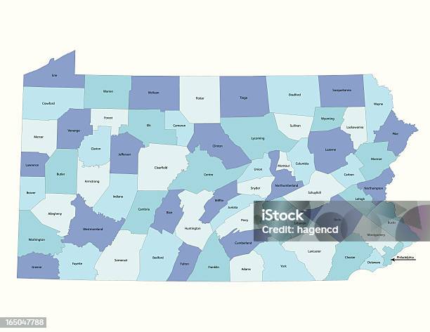 Pennsylvania State County Map Stock Illustration - Download Image Now - Pennsylvania, Map, District
