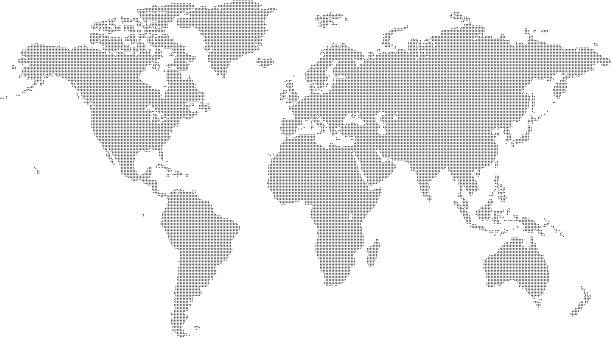 지도 세계 픽셀 도트 - earthvector stock illustrations