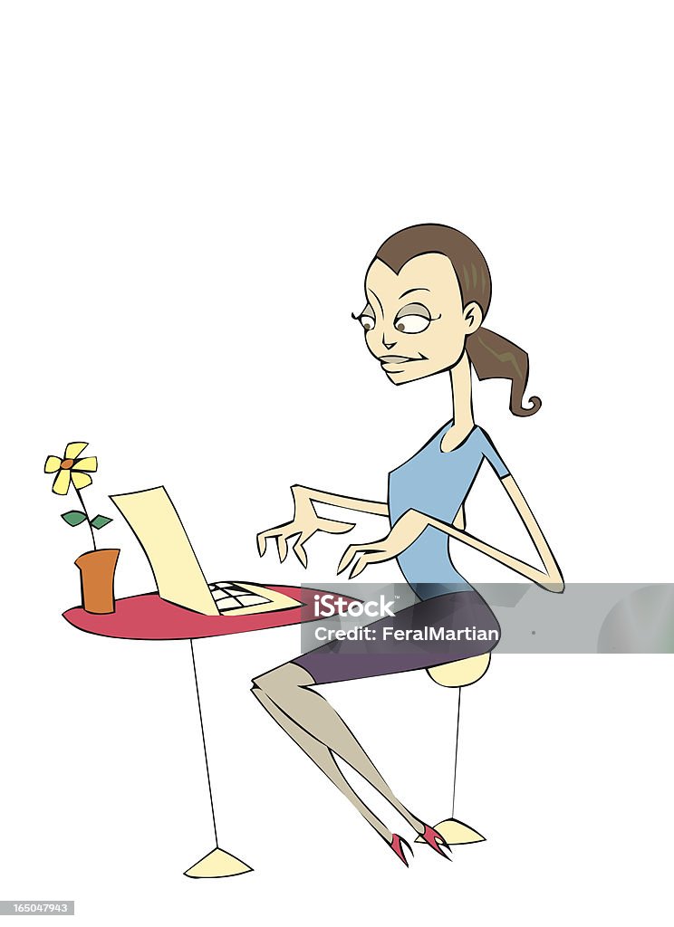 Femme avec ordinateur portable - clipart vectoriel de Adulte libre de droits