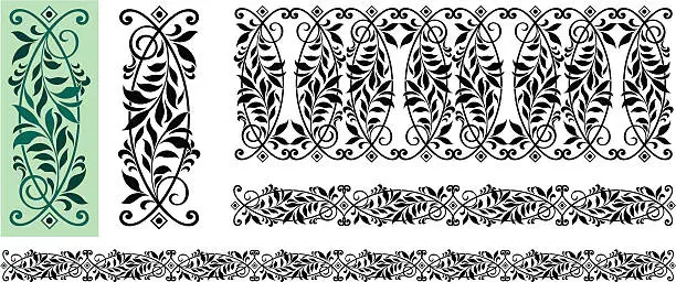 Vector illustration of Ornate leaves design