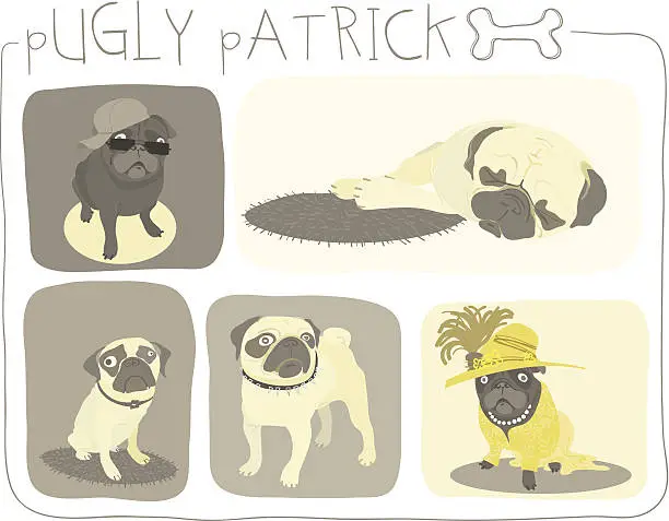 Vector illustration of Pugly Patrick Collection