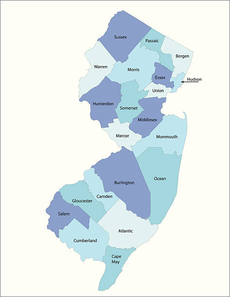 Bекторная иллюстрация Округ штата Нью-Джерси-карта