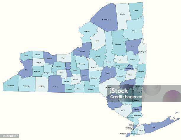 Ньюйоркграфство Карта — стоковая векторная графика и другие изображения на тему Штат Нью-Йорк - Штат Нью-Йорк, Карта, Район