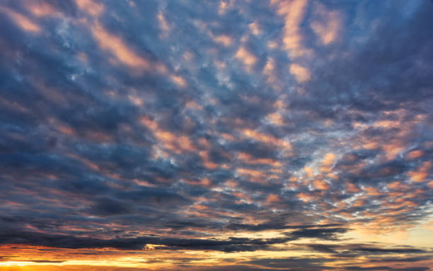 istock Colorful fluffy clouds in sunset sky at twilight 1650482024