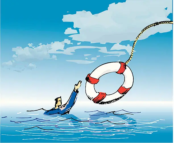 Vector illustration of sketch people serie - sea rescue