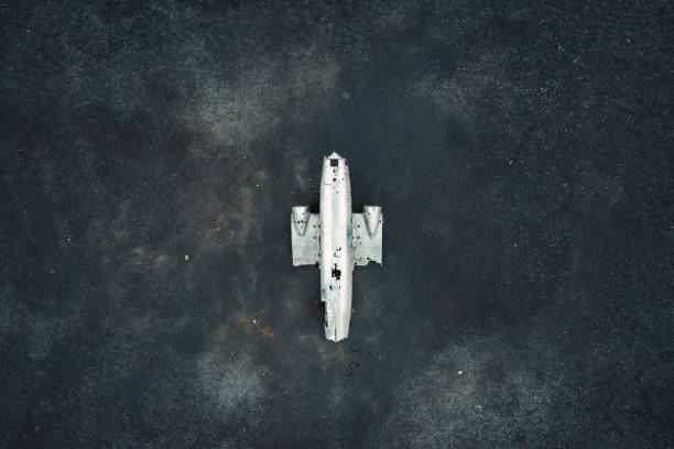 istock Crashed military DC 3 plane wreck on black sand beach in Iceland 1650482565