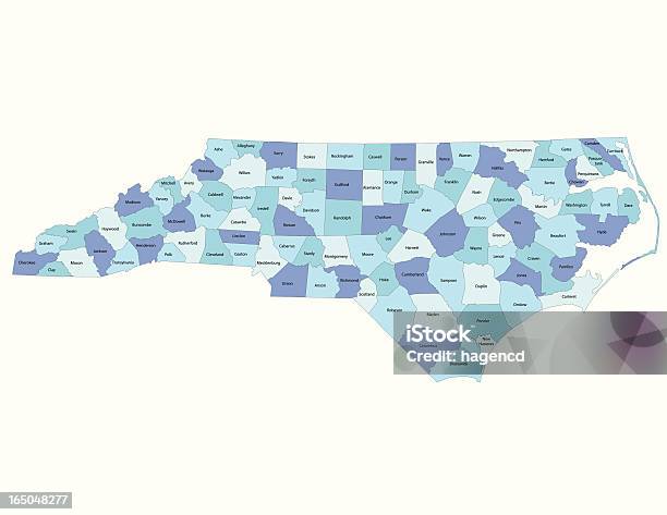Северная Каролинаграфство Карта — стоковая векторная графика и другие изображения на тему Северная Каролина - штат США - Северная Каролина - штат США, Карта, Район