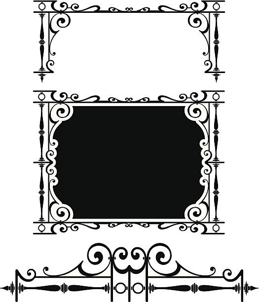 ilustrações, clipart, desenhos animados e ícones de painel ornamentada surround - medieval wild west banner frame