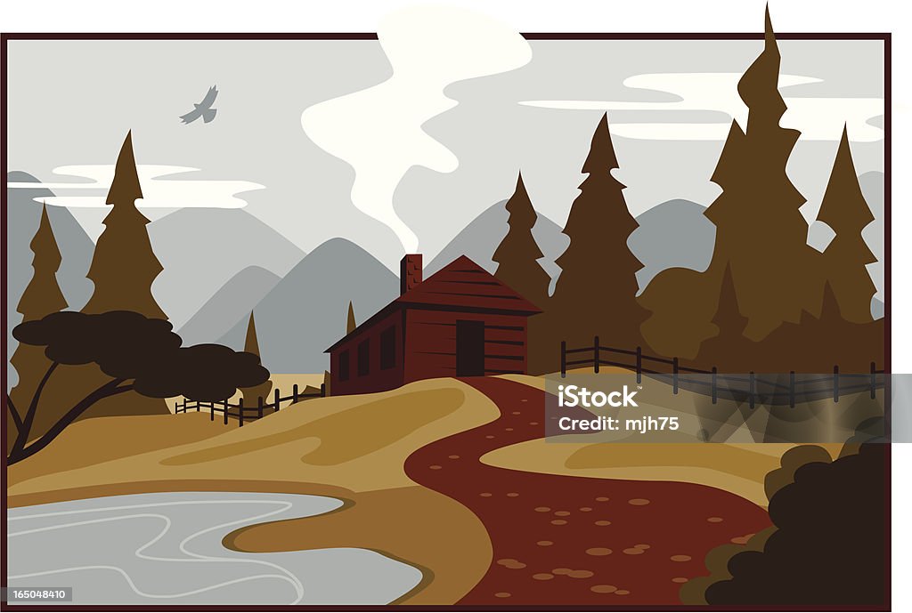 Illustration of a mountain cabin - Royalty-free Blokhut vectorkunst