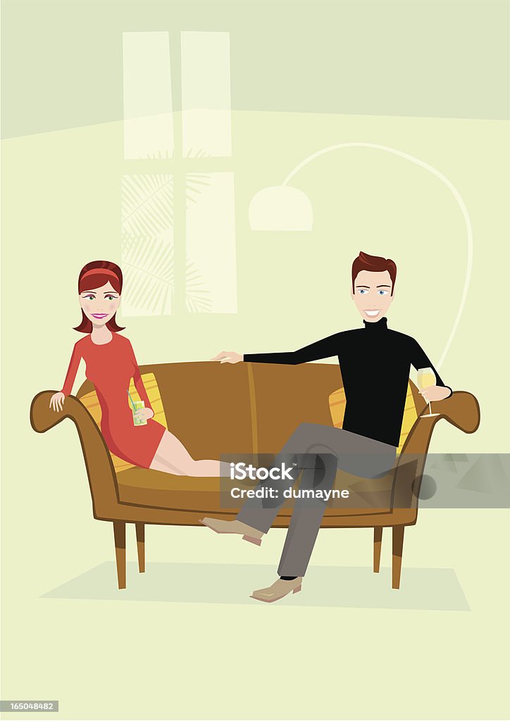 Casal romântico namoriscar no sofá - Royalty-free Adulto arte vetorial