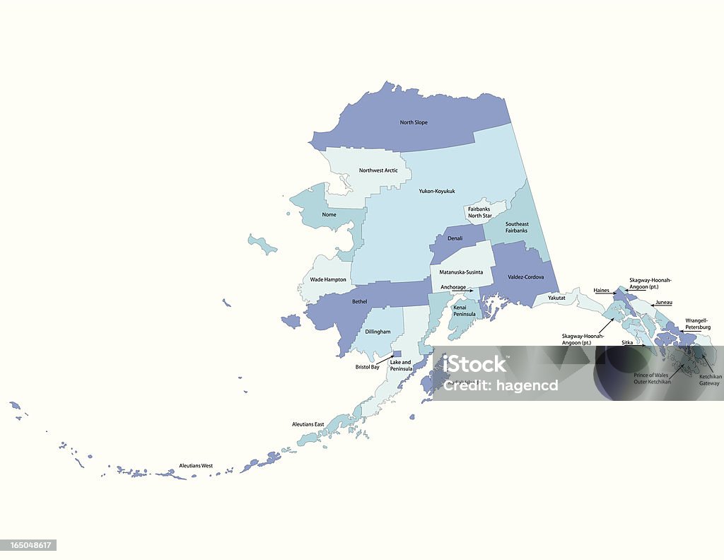 Mapa do Estado do Alasca-Condado - Royalty-free Alasca arte vetorial