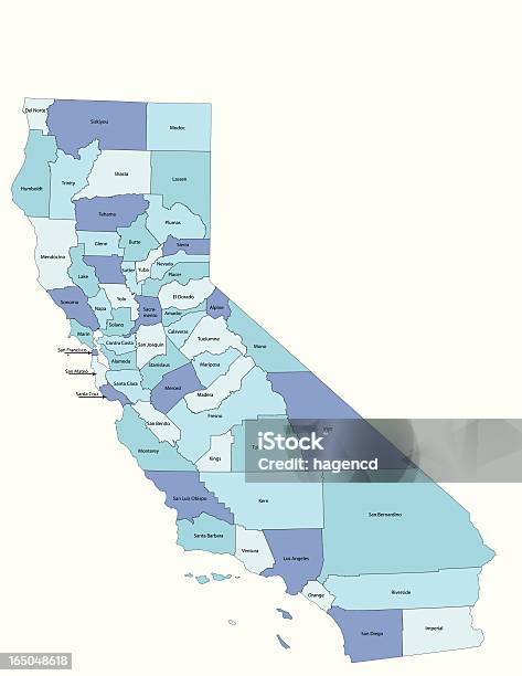 California State County Map Stock Illustration - Download Image Now - California, Map, District