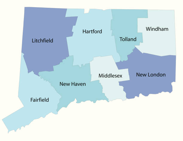 ilustrações, clipart, desenhos animados e ícones de estado de connecticut-condado de mapa - connecticut map