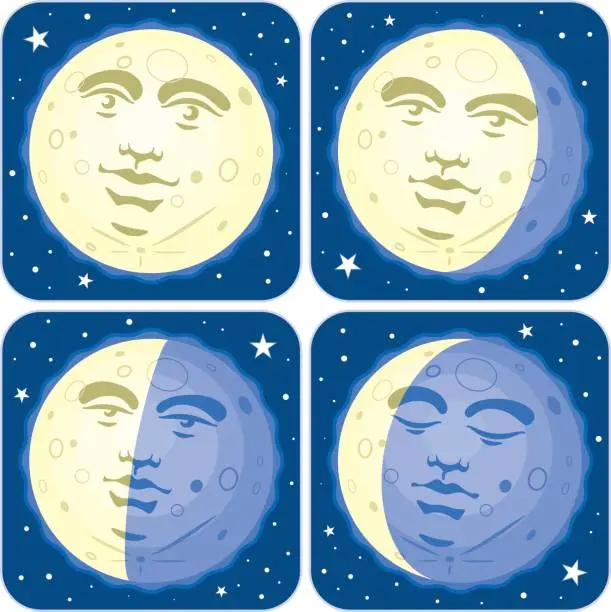Vector illustration of Phases (Faces) of the Moon