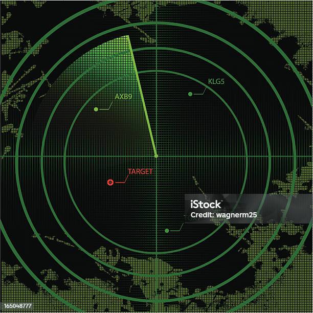Vector Tela De Radar Com Mapa E Objectivos - Arte vetorial de stock e mais imagens de Radar - Radar, Mar, Colocar