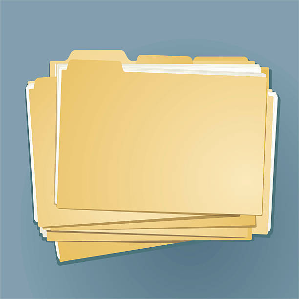 A stack of yellow file folders vector art illustration