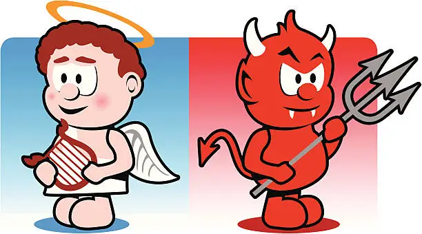 Vector illustration of Angel & Devil