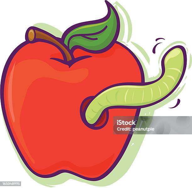 벌레 사과나무 사과에 대한 스톡 벡터 아트 및 기타 이미지 - 사과, 썩음, 벌레