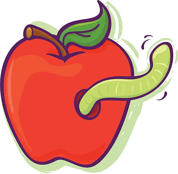 Vector illustration of Worm in Apple