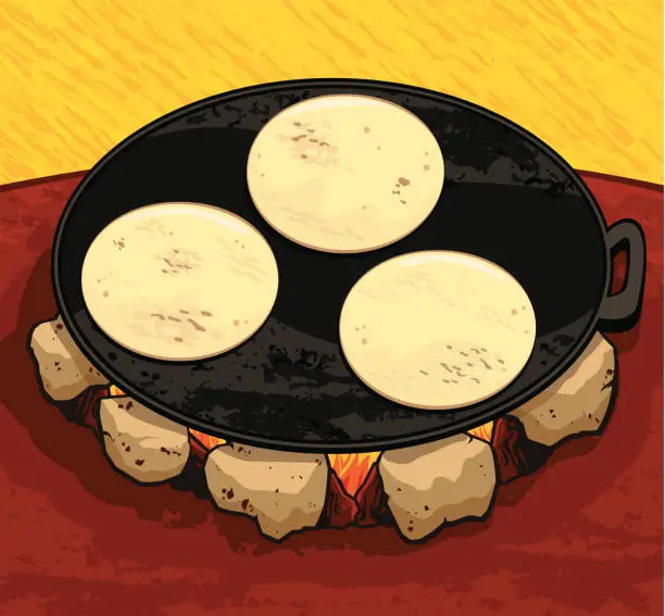 Vector illustration of Tortillas on comal