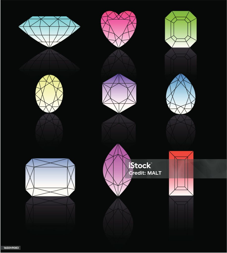 Gems Nine cut gems, each on clearly labelled layers, easy to change the colours Emerald Gemstone stock vector