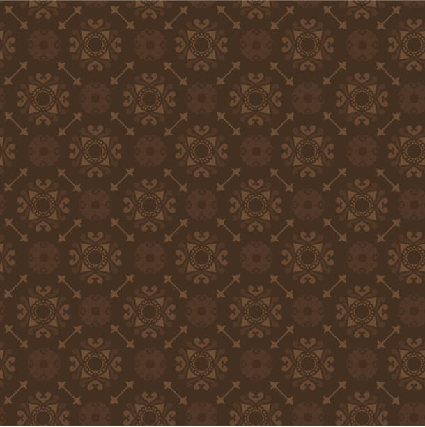 EPS, AI8, and High-Resolution JPG. Seamless ornate wallpaper pattern in a rich chocolate brown reminiscent of expensive luggage. Scalable -- looks great sized very small.