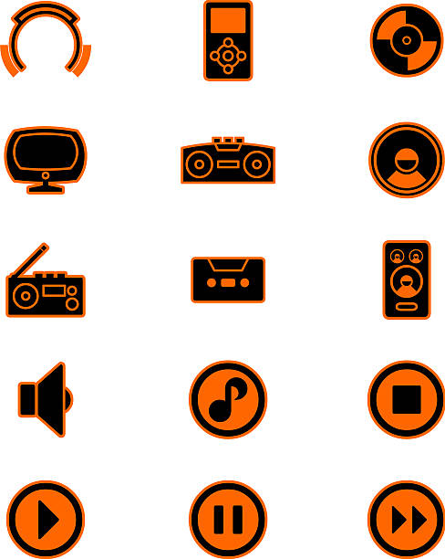 Icone di musica (arancione) - illustrazione arte vettoriale