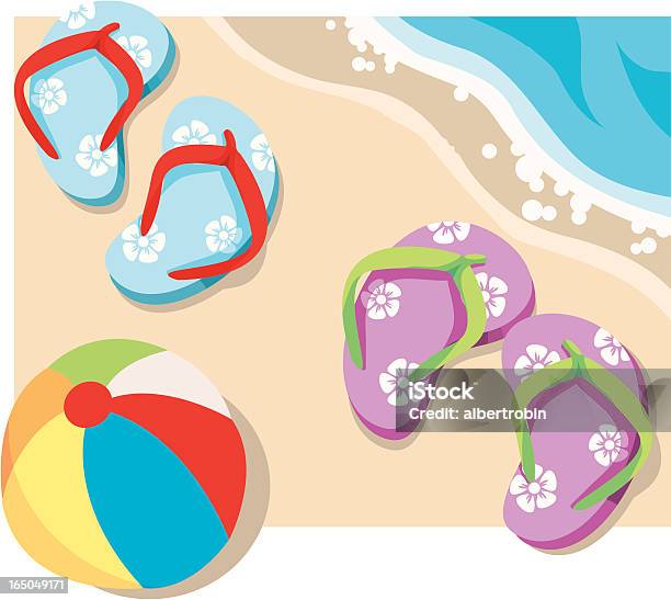 Sandales Dété Vecteurs libres de droits et plus d'images vectorielles de Amitié - Amitié, Ballon de plage, Bleu