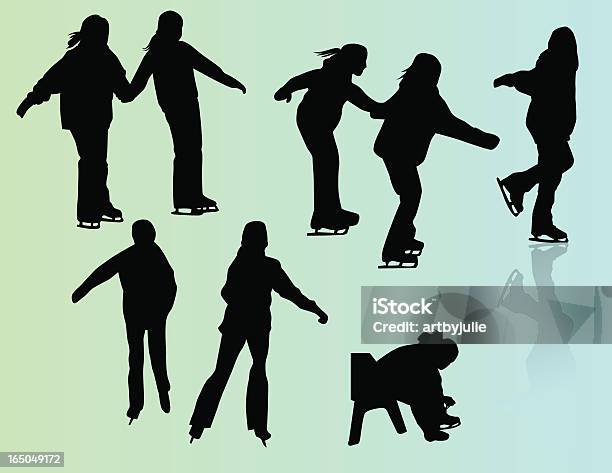 Ice Skating Party Stock Illustration - Download Image Now - Ice-skating, In Silhouette, Ice Skate