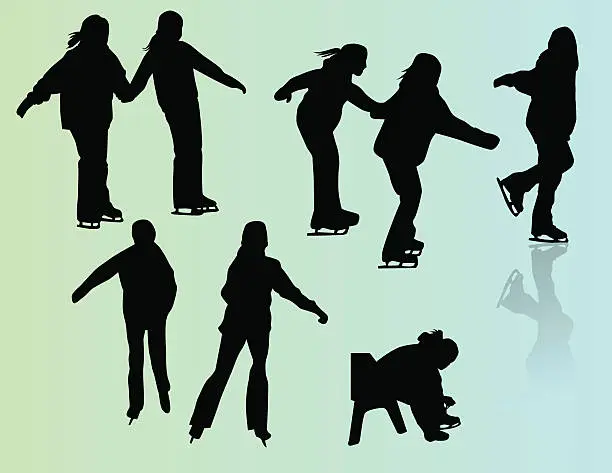 Vector illustration of Ice skating party