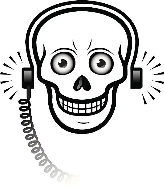 Vector illustration of Skull and headphones