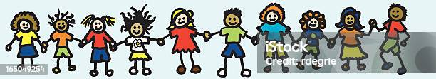 Children Holding Hands Stock Illustration - Download Image Now - Child, Stick Figure, Drawing - Activity